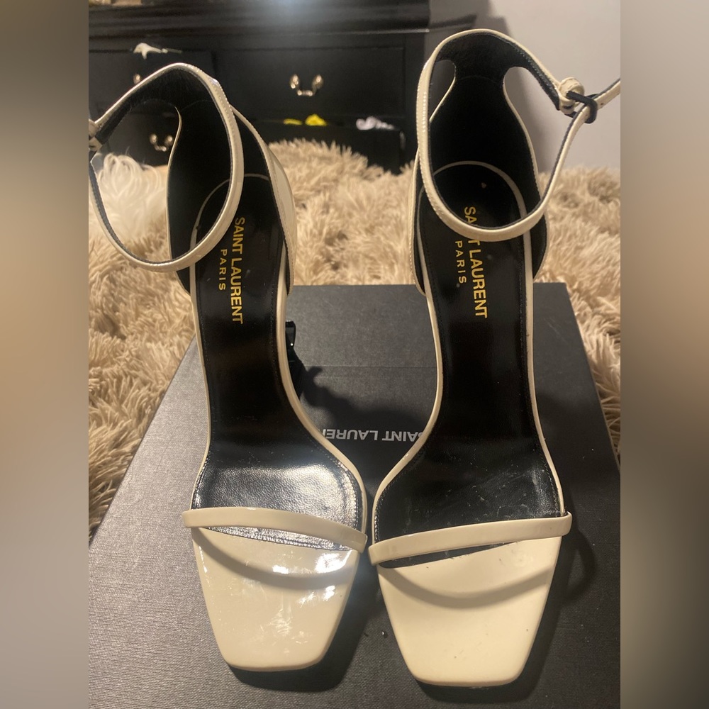 YSL White Opyum Sandal Heel